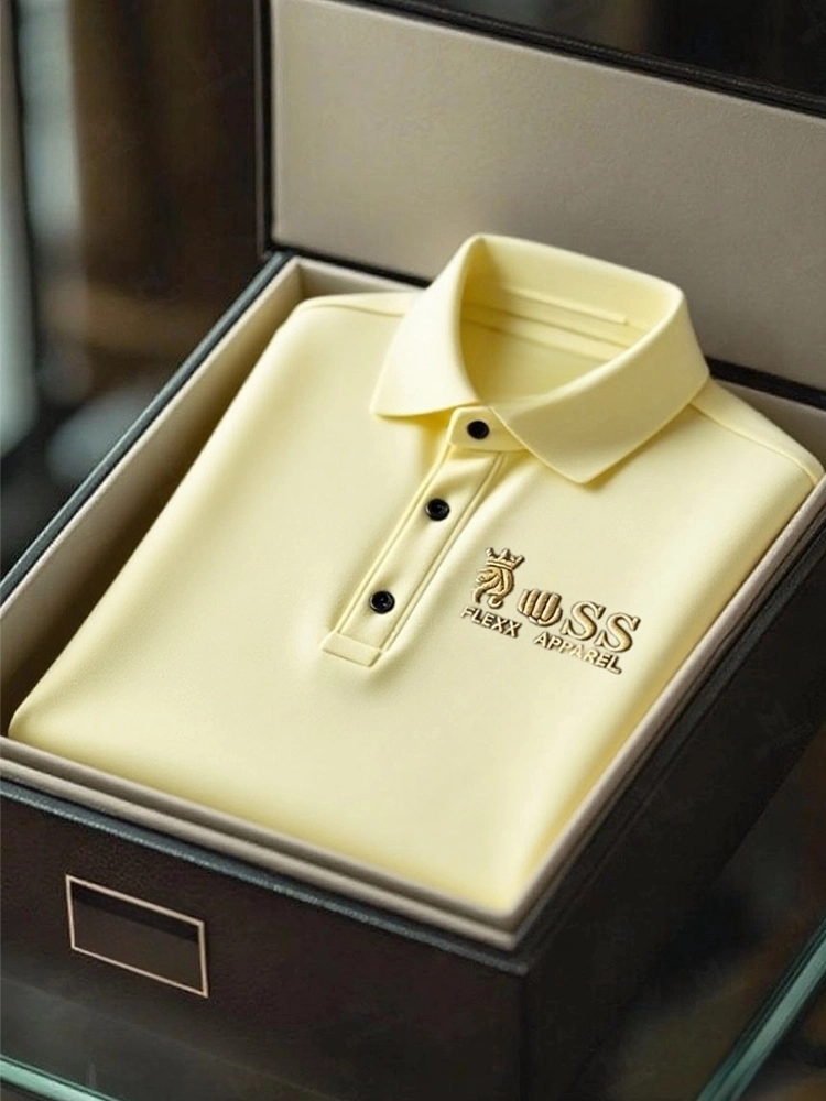 Men's Business Casual Short Sleeve Polo Shirt Polyester Mixed Print Striped Elastic