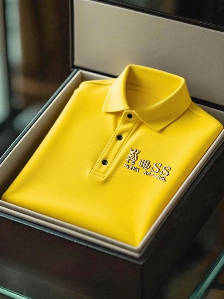 Men's Business Casual Short Sleeve Polo Shirt Polyester Mixed Print Striped Elastic