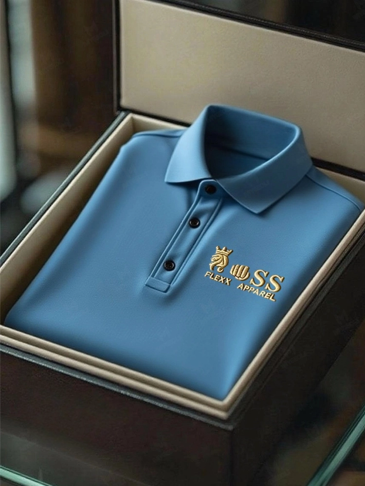 Men's Business Casual Short Sleeve Polo Shirt Polyester Mixed Print Striped Elastic