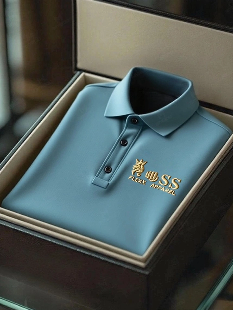 Men's Business Casual Short Sleeve Polo Shirt Polyester Mixed Print Striped Elastic