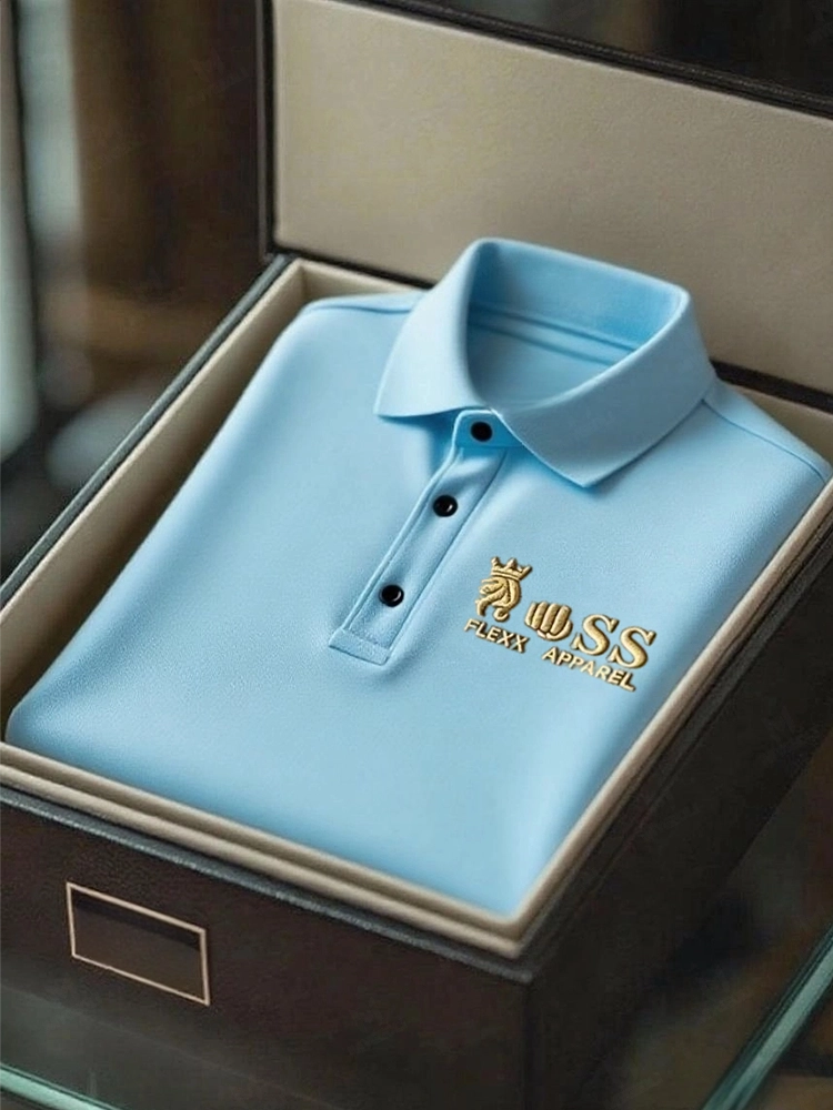 Men's Business Casual Short Sleeve Polo Shirt Polyester Mixed Print Striped Elastic