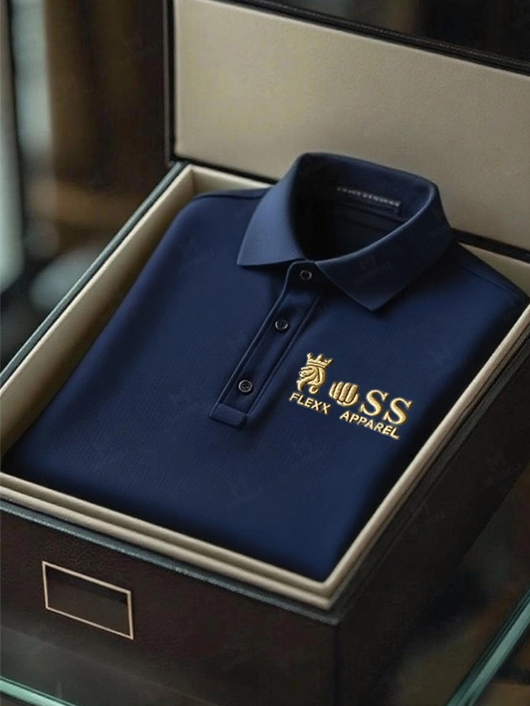 Men's Business Casual Short Sleeve Polo Shirt Polyester Mixed Print Striped Elastic