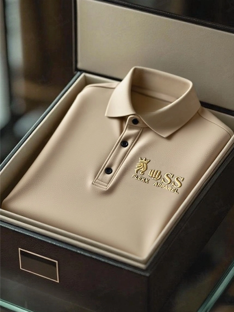 Men's Business Casual Short Sleeve Polo Shirt Polyester Mixed Print Striped Elastic