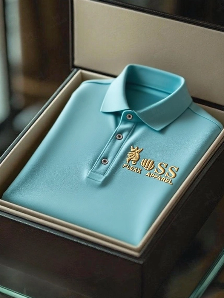 Men's Business Casual Short Sleeve Polo Shirt Polyester Mixed Print Striped Elastic