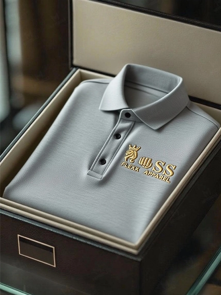 Men's Business Casual Short Sleeve Polo Shirt Polyester Mixed Print Striped Elastic