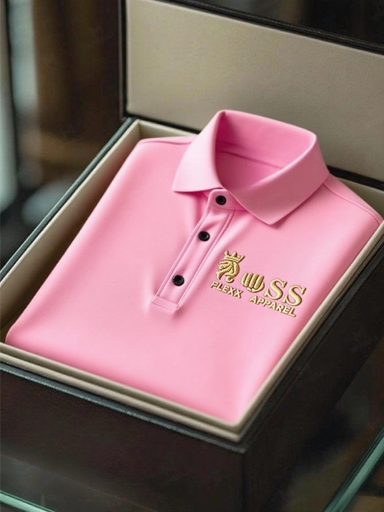 Men's Business Casual Short Sleeve Polo Shirt Polyester Mixed Print Striped Elastic