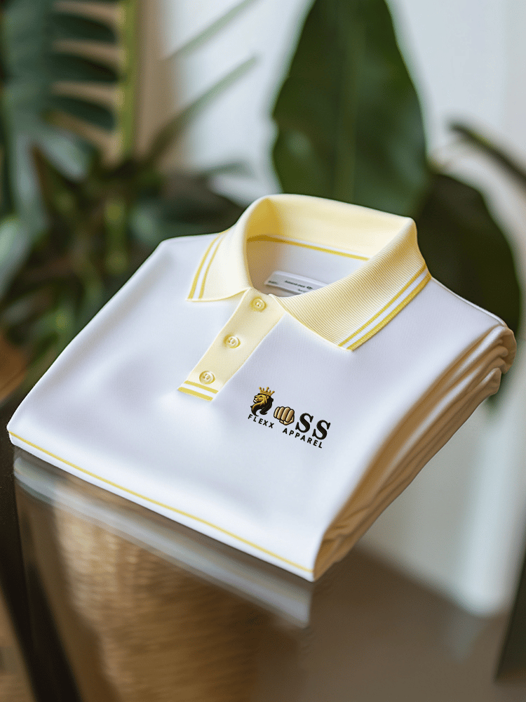 Men's Business Casual Printed Polo Shirt Regular Fit Short Sleeve