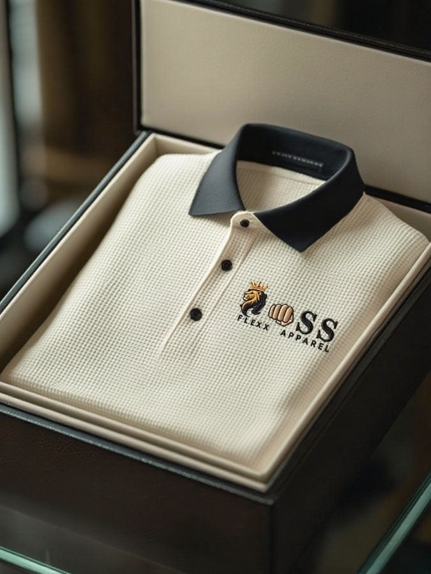 Men's Business Style Letter Printed Waffle Casual Short Sleeve POLO Shirt