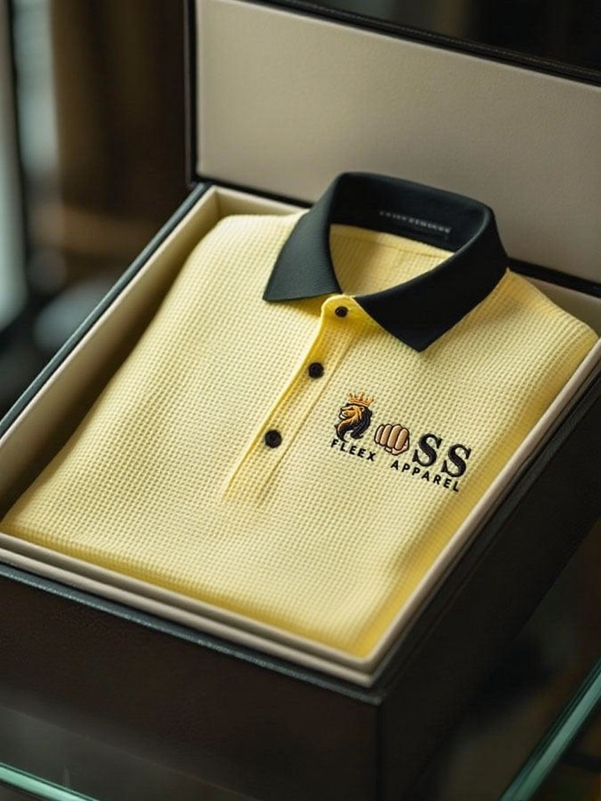 Men's Business Style Letter Printed Waffle Casual Short Sleeve POLO Shirt