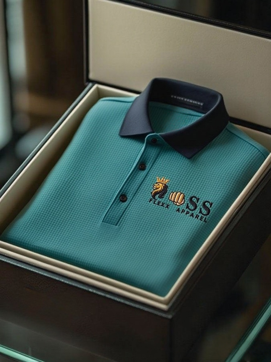 Men's Business Style Letter Printed Waffle Casual Short Sleeve POLO Shirt