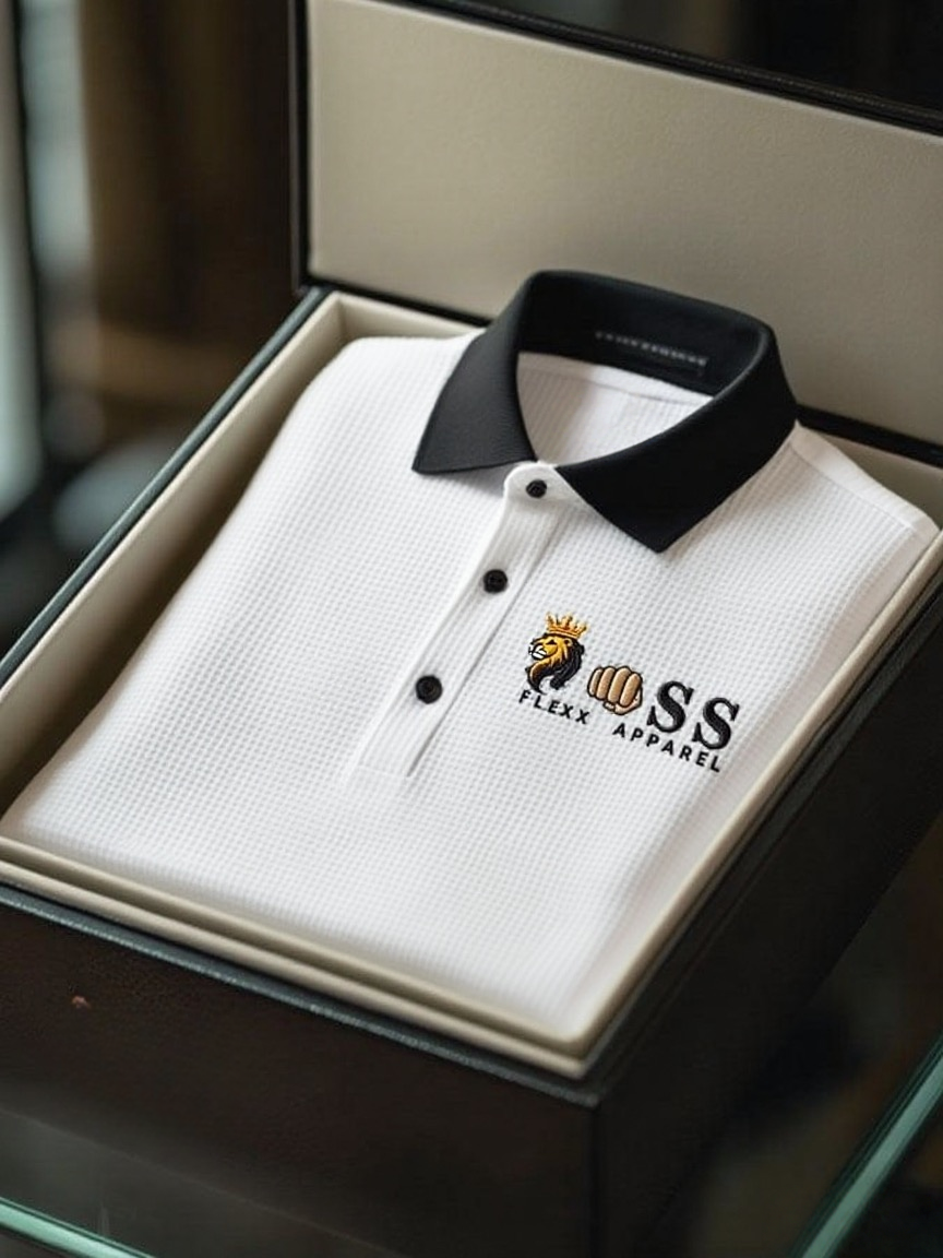 Men's Business Style Letter Printed Waffle Casual Short Sleeve POLO Shirt