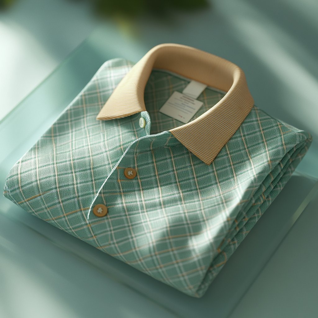 Sophisticated Men's Jacquard Polo Shirt - Business Casual Short Sleeve Button-Up