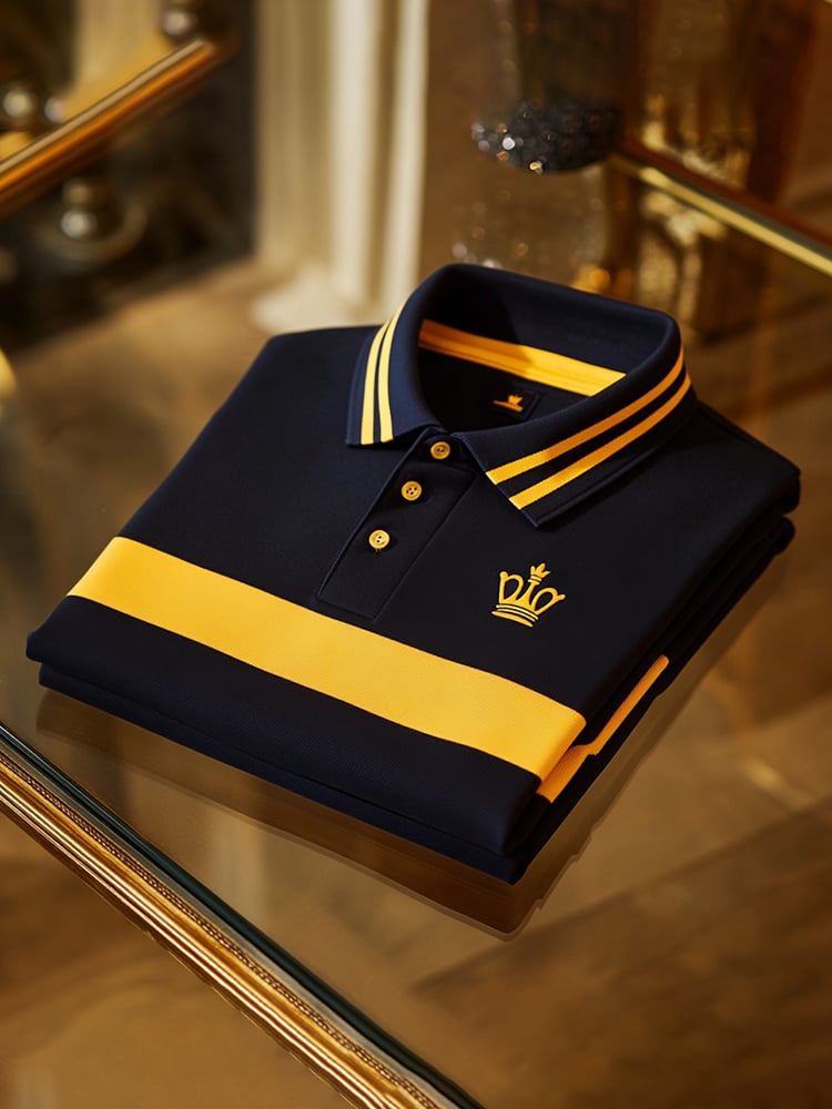 Men's Business Casual Button Short Sleeve Polo Shirt Polyester Mixed Print