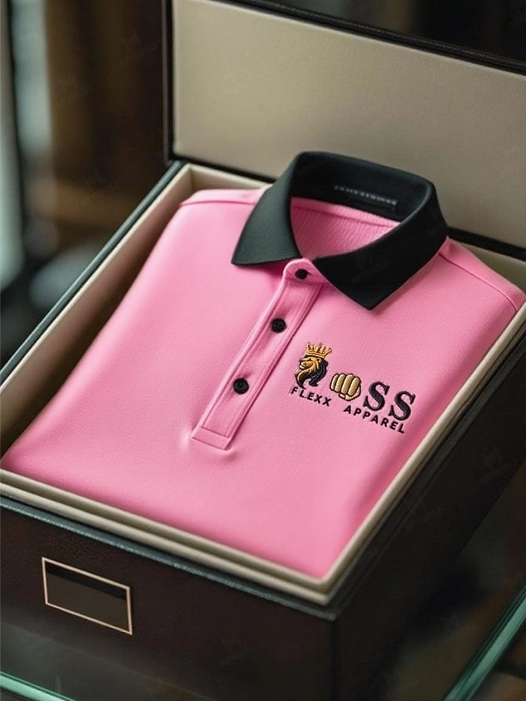 Men's Business Casual Short Sleeve Polo Shirt Polyester Mixed Print Striped